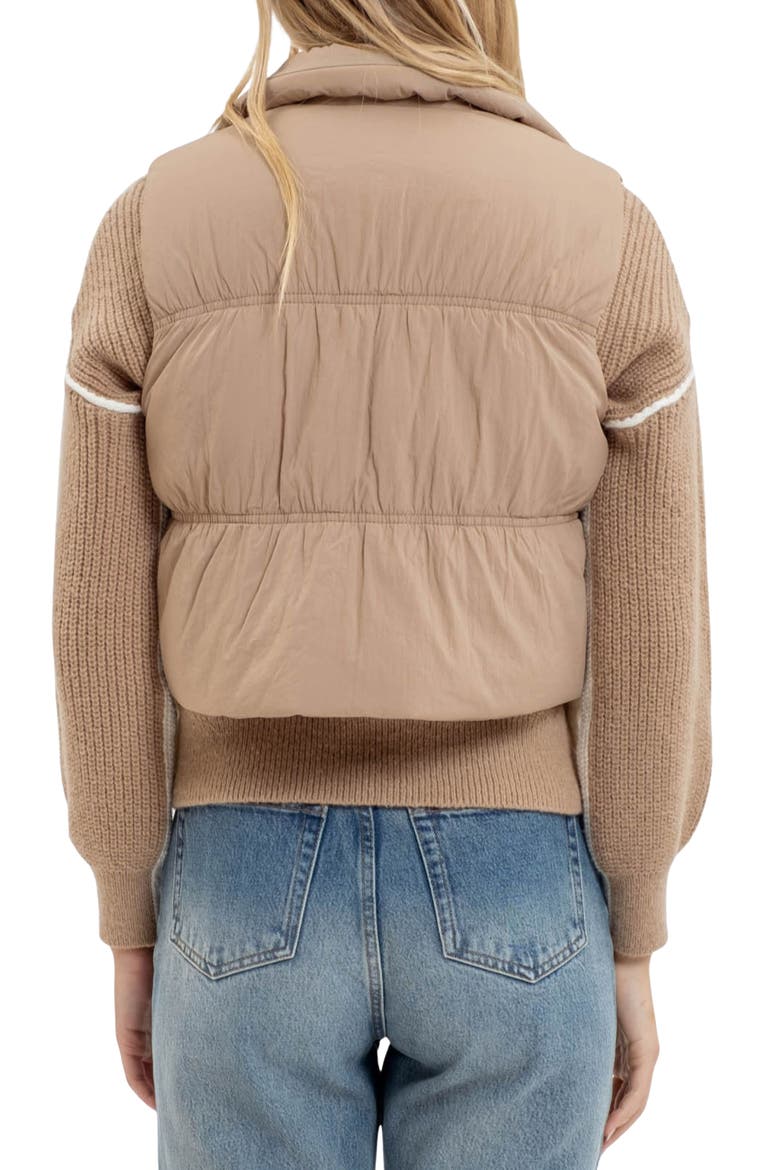 Collared Water Repellent Cropped Puffer Vest, Alternate, color, MOCHA