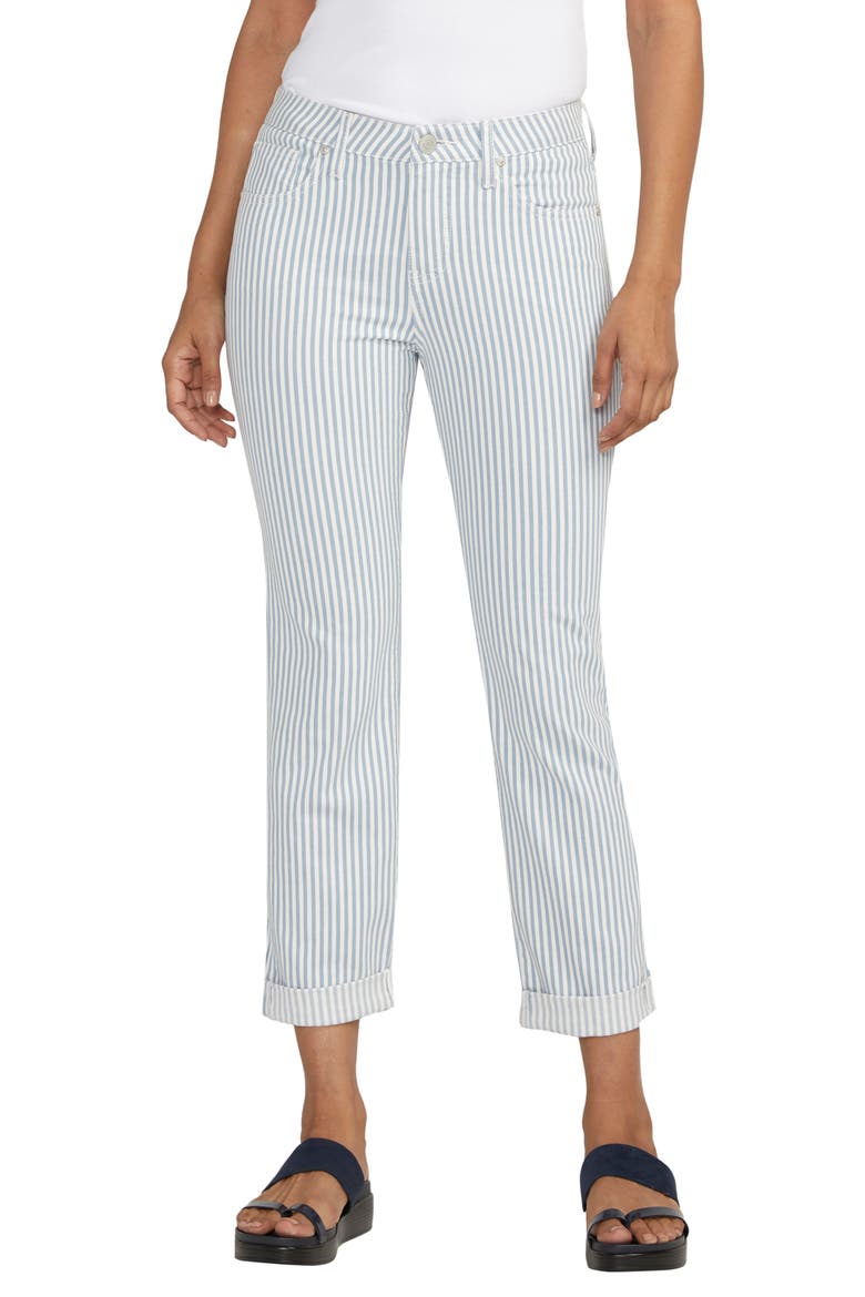 Carter Crop Slim Straight Leg Jeans, Main, color, RAILROAD STRIPE