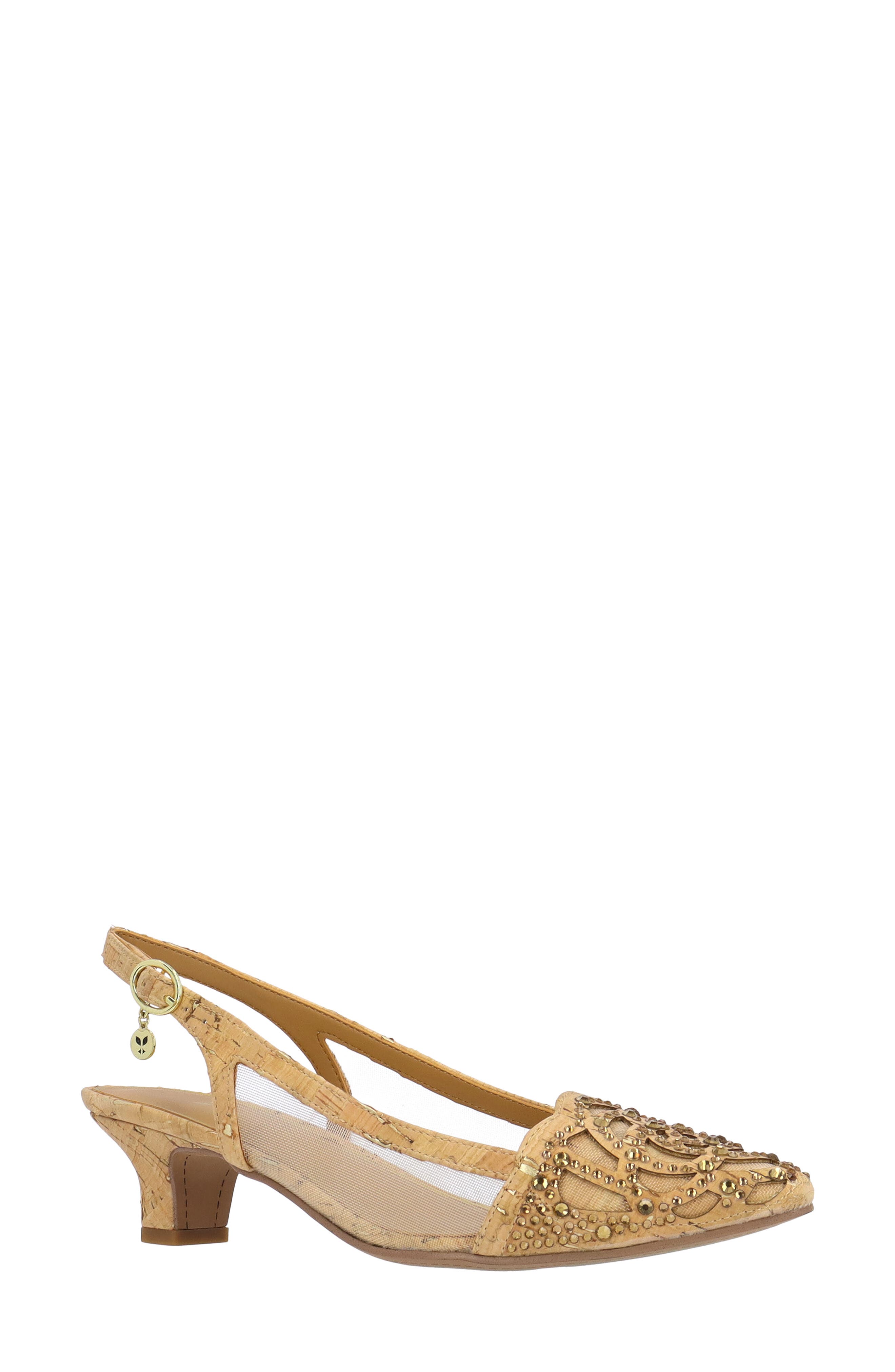 J. Reneé Elsinora Mesh Embellished Slingback Pump, Main, color, Natural/ Gold