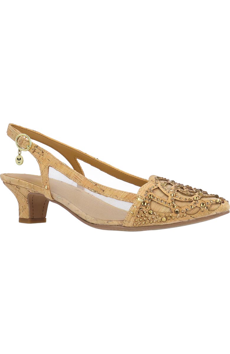 J. Reneé Elsinora Mesh Embellished Slingback Pump, Main, color, Natural/ Gold