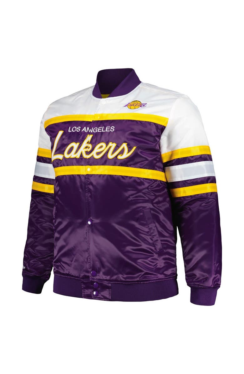 Mitchell & Ness Men's Mitchell & Ness Purple/Gold Los Angeles Lakers Big & Tall Heavyweight Full-Snap Satin Jacket, Alternate, color, Purple