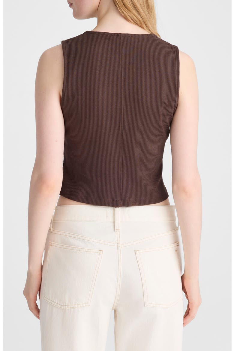 Rib V-Neck Vest, Alternate, color, DARK BROWN