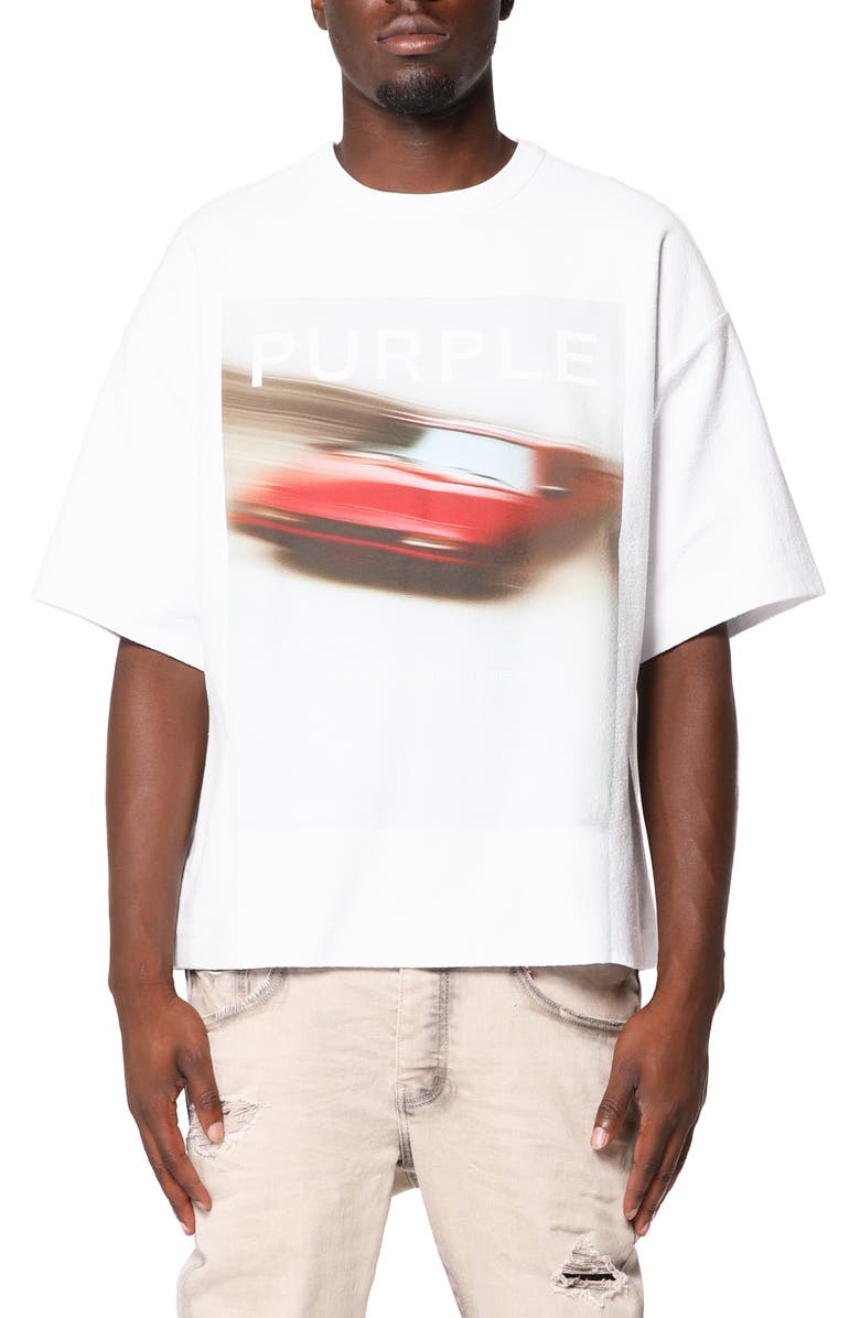 PURPLE BRAND Textured Cotton Jersey Graphic T-Shirt, Main, color, White