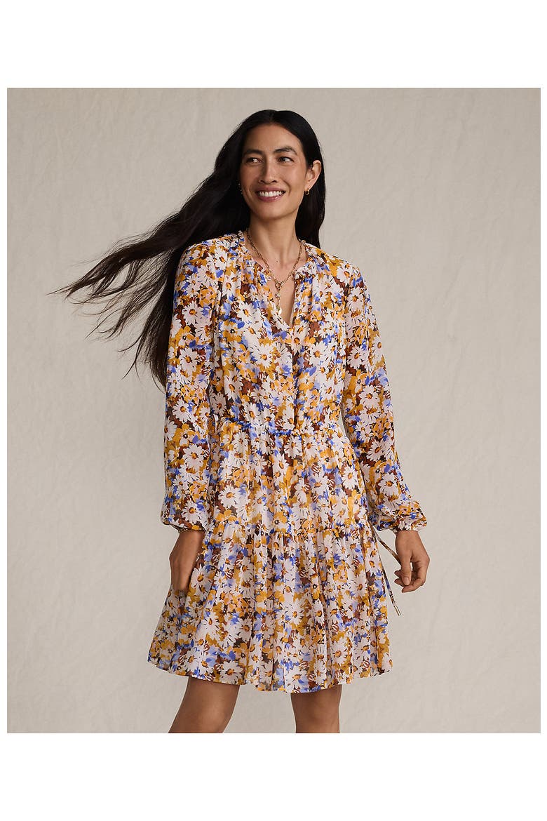 Chiffon Above the Knee Adjustable Dress, Alternate, color, Dijon Gold Daisy Floral