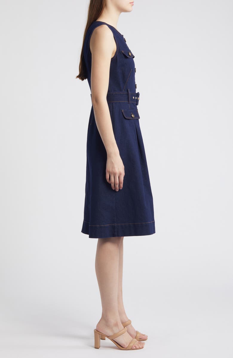 Anne Klein Sleeveless Denim Shirtdress, Alternate, color,