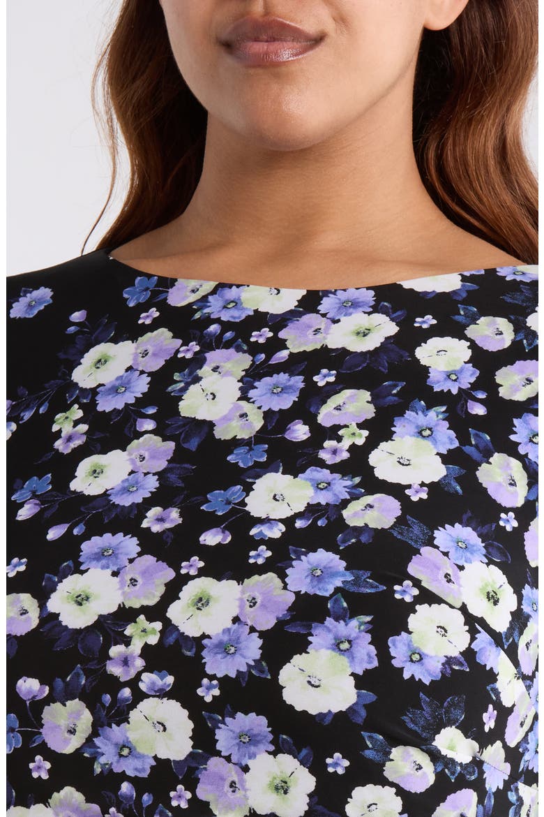 Floral Print Sheath Dress, Alternate, color, BLACK MULTI