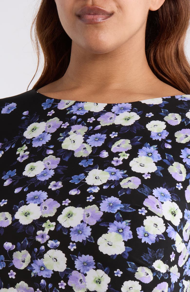 KASPER Floral Print Sheath Dress, Alternate, color, Black Multi