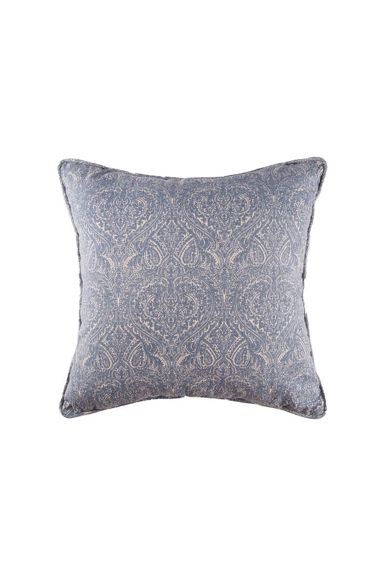 Desiree Blue Damask Geometric 100% Cotton Accent Throw Pillow 18" x 18", Main, color, Blue