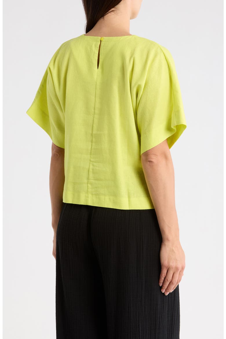 Boxy Short Sleeve Linen Blend Top, Alternate, color, LIMEADE