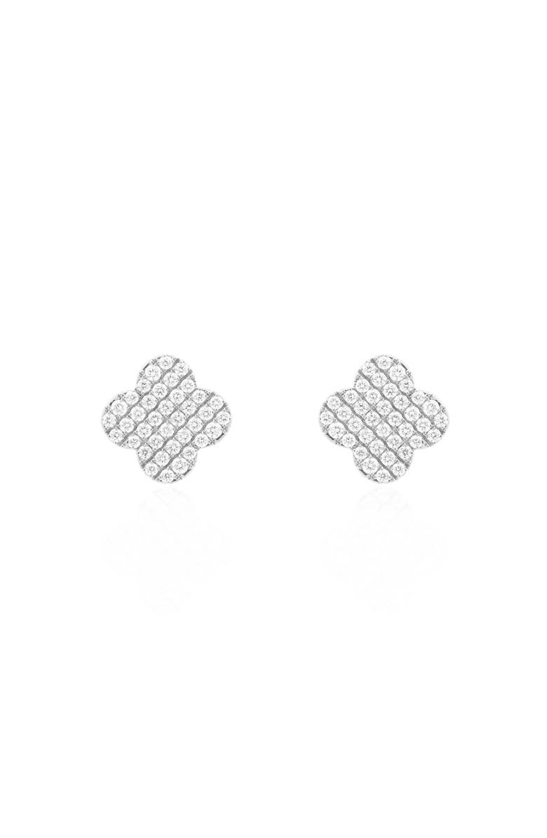 The Lovery Fine Jewelry Diamond Clover Stud Earrings, Alternate, color, White Gold