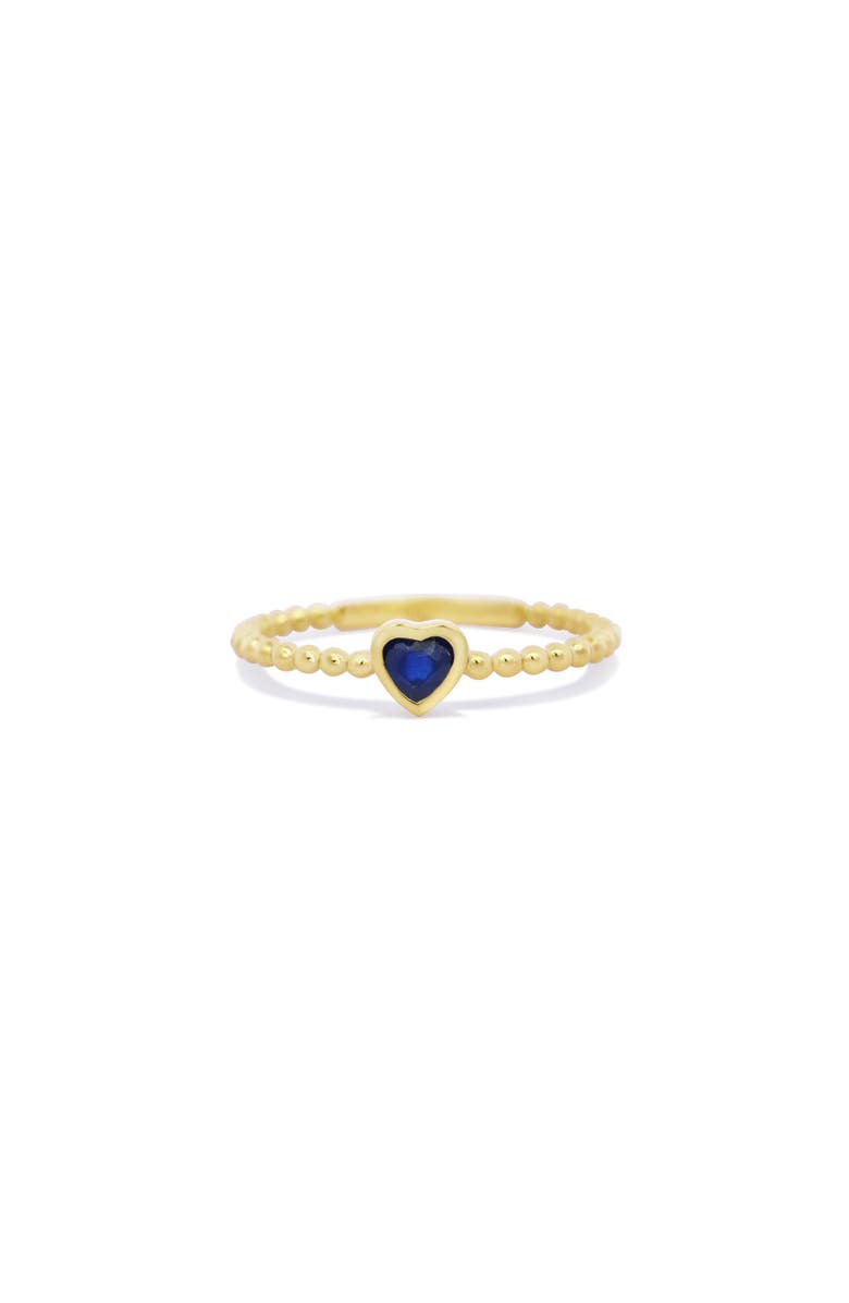 The Lovery Fine Jewelry Blue Sapphire Bezel Heart Ring, Main, color, Blue Sapphire