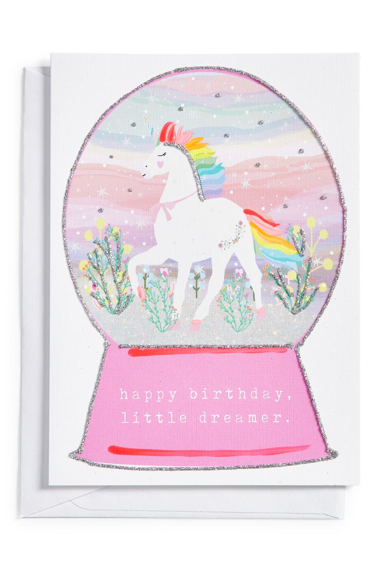 Little Dreamer Birthday Greeting Card, Main, color, PINK