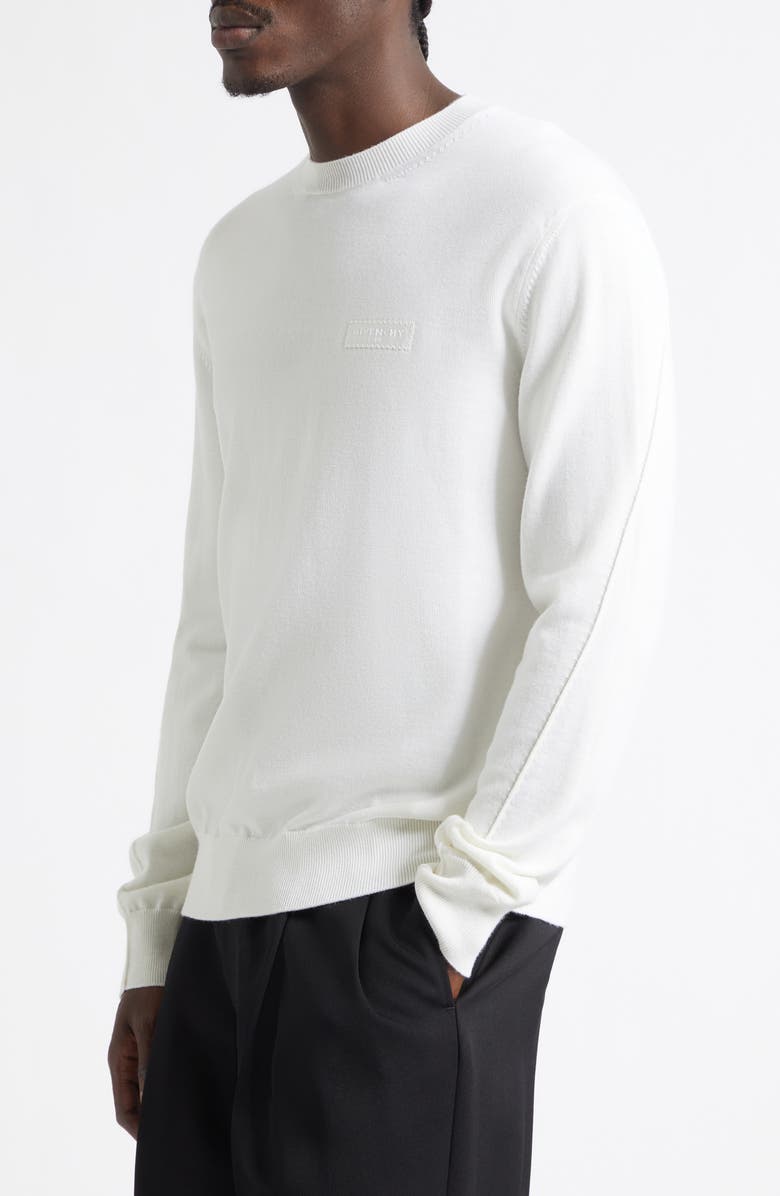 Givenchy Button Tab Cuffs Wool Crewneck Sweater, Alternate, color, Ivory