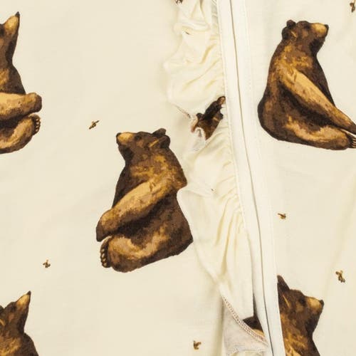 Milkbarn Ruffle Zipper Footed Romper In Neutral