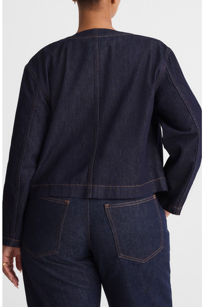 Collarless Denim Cutaway Jacket, Alternate, color, RINSE WASH