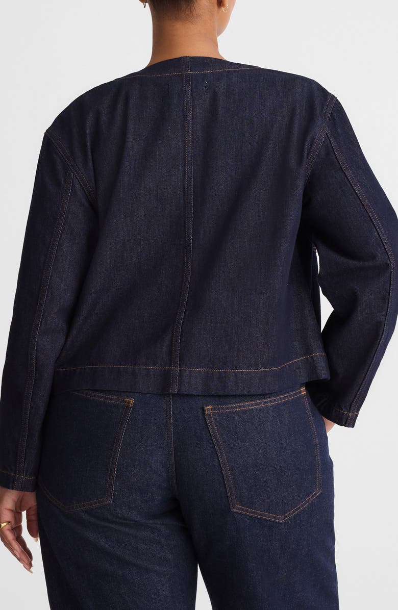 Madewell Collarless Denim Cutaway Jacket, Alternate, color, Rinse Wash