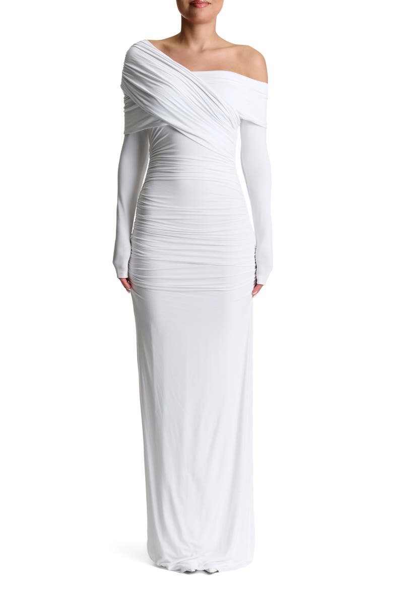 Smooth Off the Shoulder Long Sleeve Maxi Dress, Main, color, WHITE