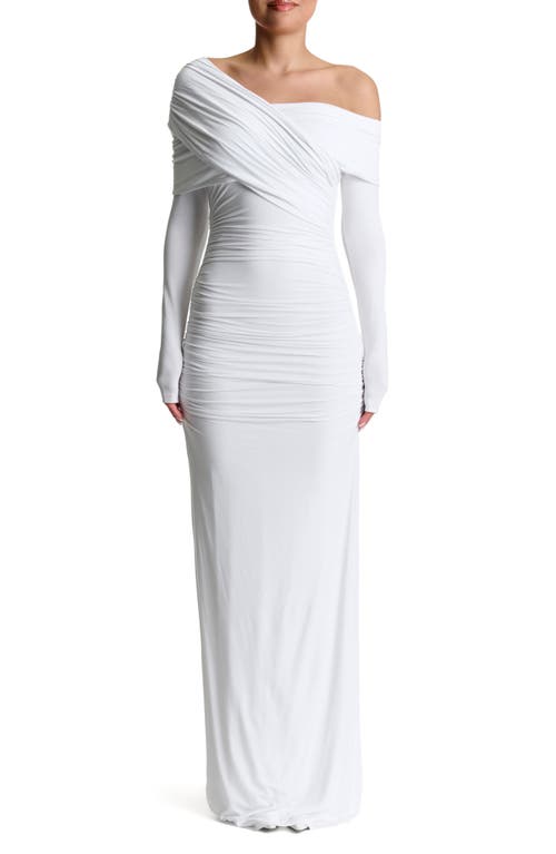 long sleeve maxi dress nude Long Sleeve Bardot Maxi Dress Nude