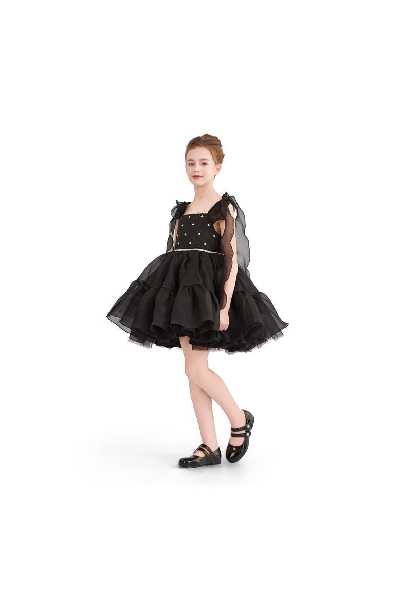 Ruffled Party Dress, Alternate, color, Black