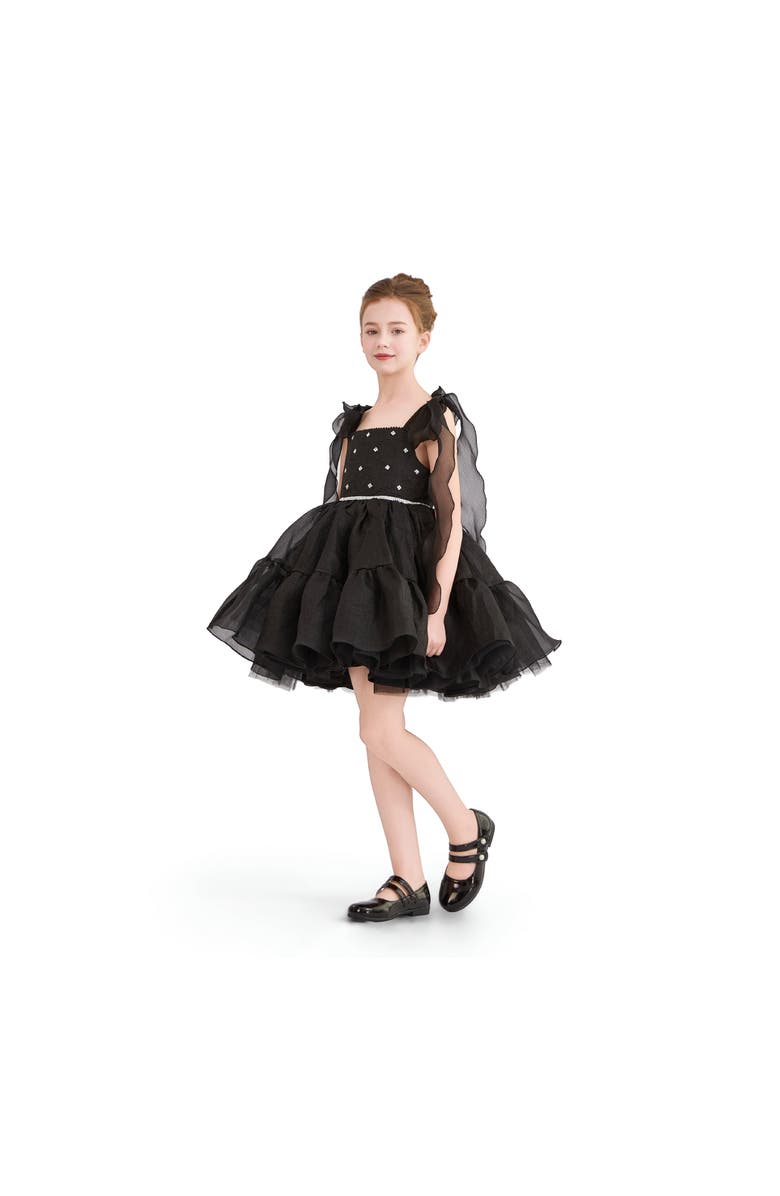 Tulleen Ruffled Party Dress, Alternate, color, Black