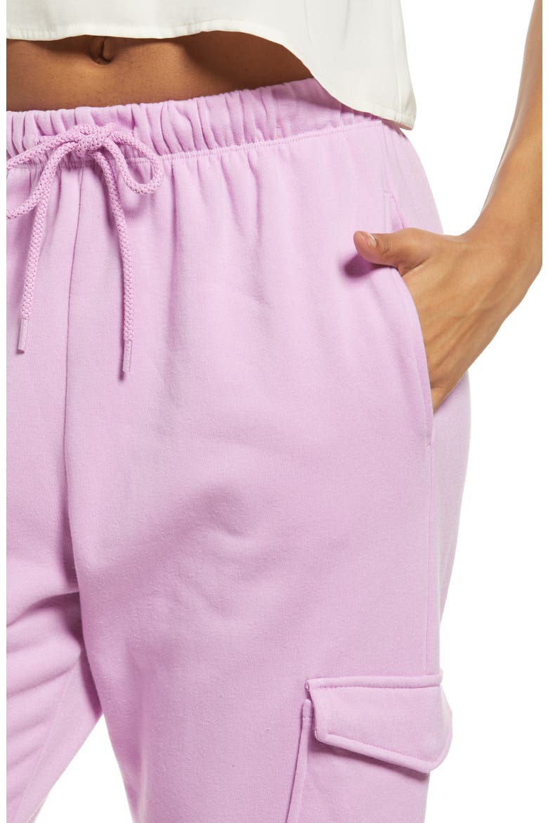 Tie Waist Cargo Sweatpants, Alternate, color, PURPLE TULIP