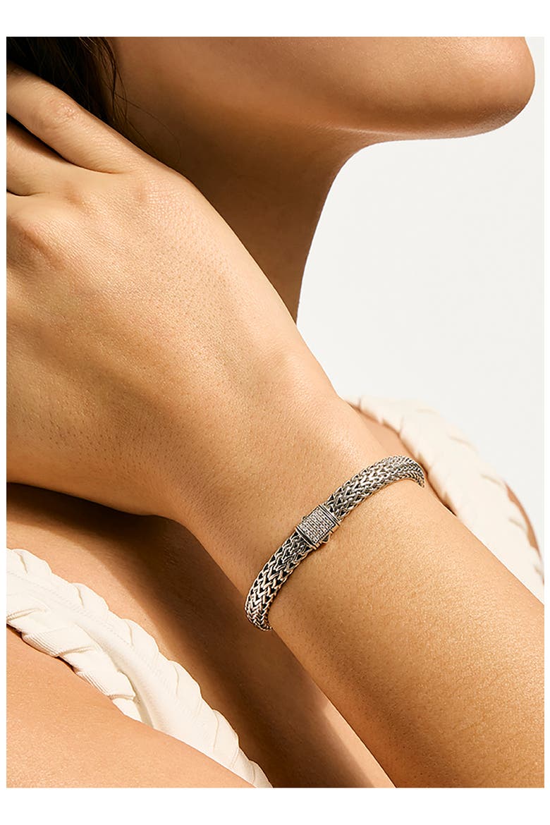 Icon Bracelet, Sterling Silver, Pavé Diamond, 7.5mm, Alternate, color, SILVER