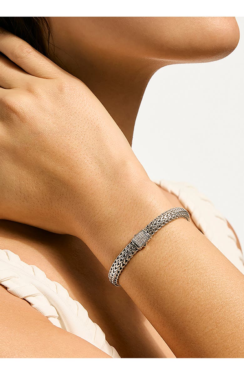 John Hardy Icon Bracelet, Sterling Silver, Pavé Diamond, 7.5mm, Alternate, color, Silver