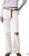 MANGO TEEN Ripped Low Rise Straight Leg Jeans