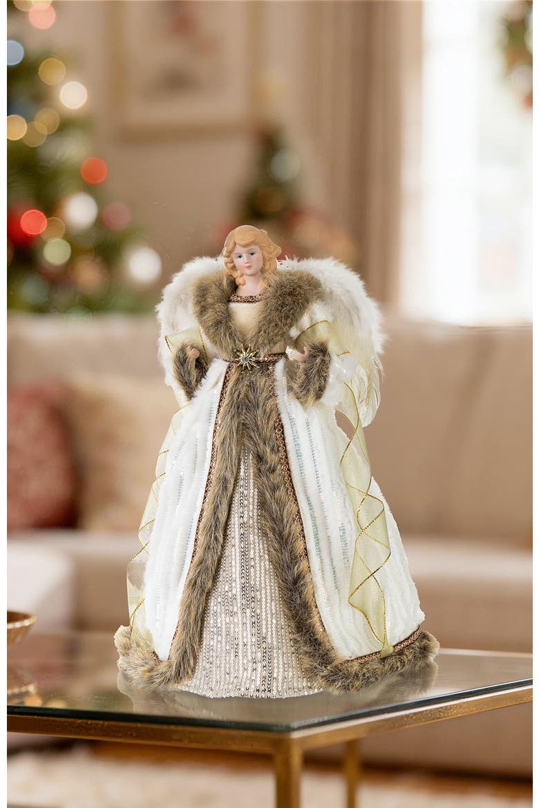 18"H Faux Fur Christmas Elegant Angel Tree Toppers, Alternate, color, Gold