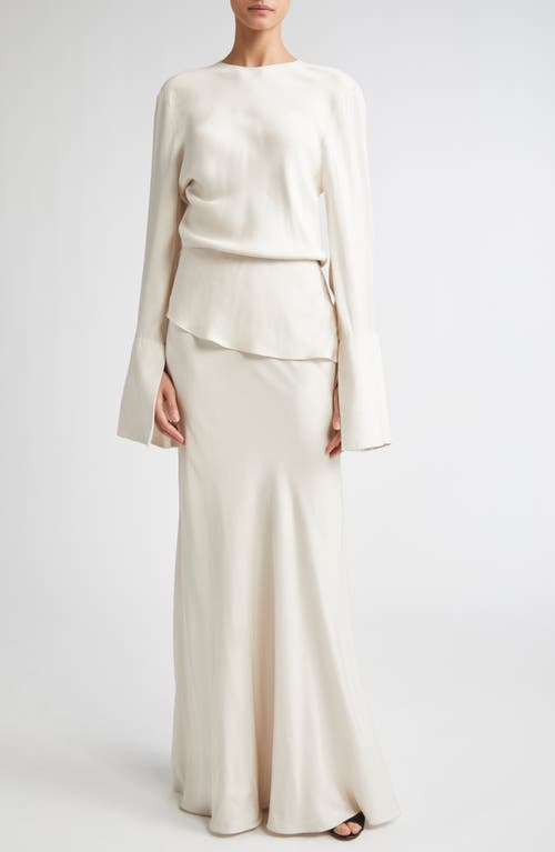 Brandon Maxwell The Violet Tiered Fluid Twill Maxi Dress In White