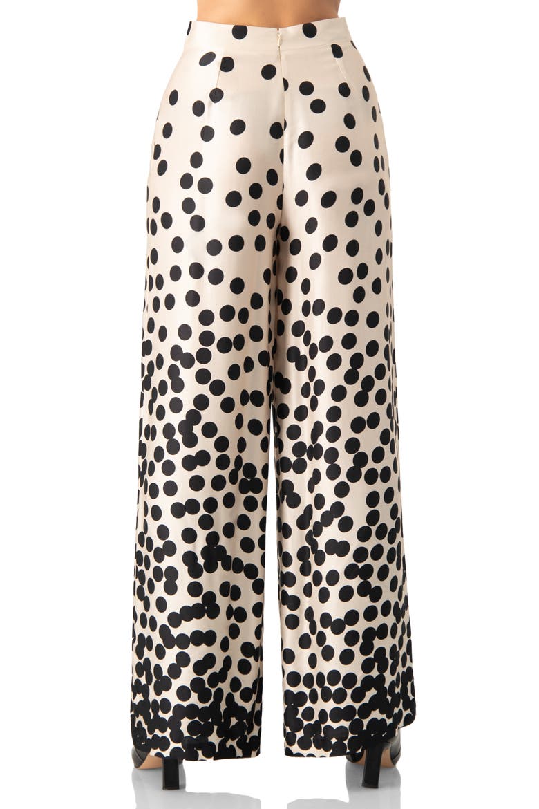 Wide-Leg Polka Dot Palazzo Trousers, Alternate, color, Natural
