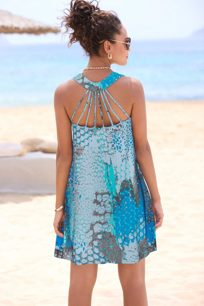 Strappy Detail Dress, Alternate, color, Blue Multi