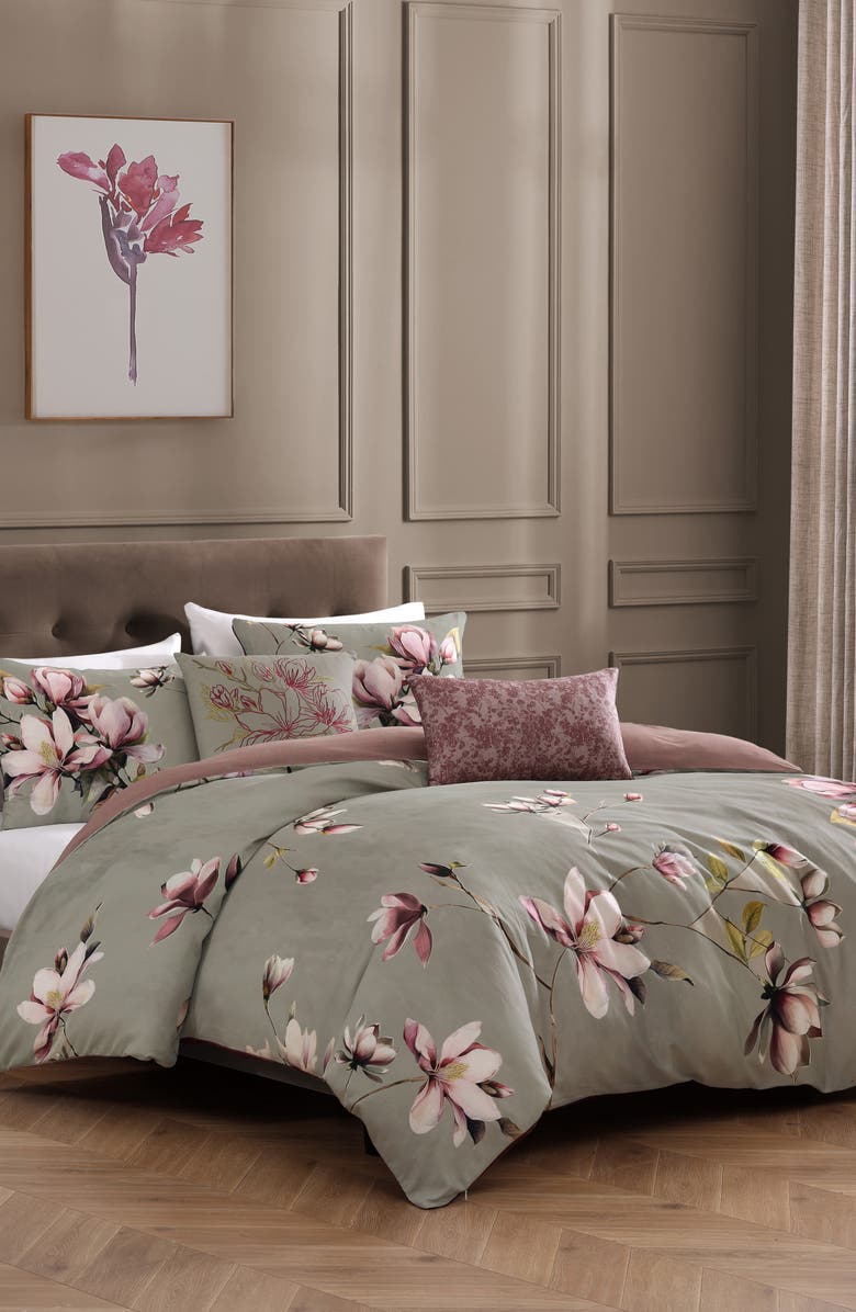 Bebejan 5-Piece Purple Lilies Reversible Comforter Set, Alternate, color, Purple