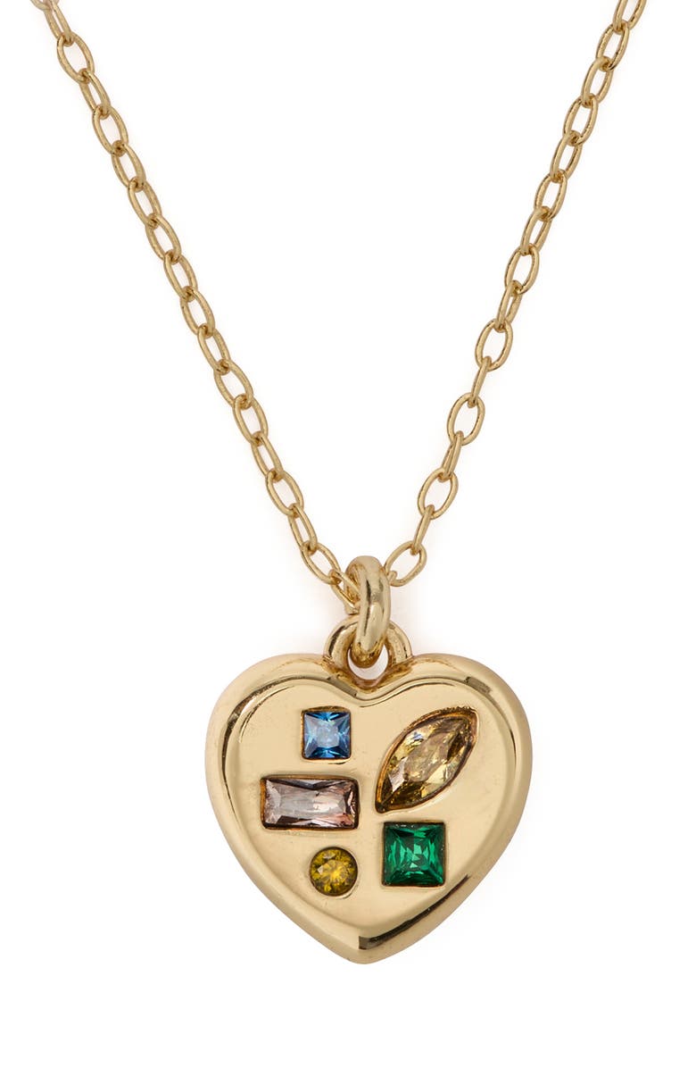 Kate Spade New York self-love club pendant necklace, Main, color, Gold Multi