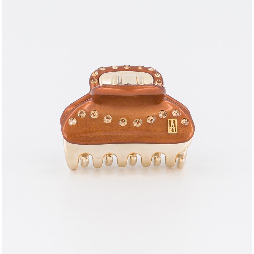 Alexandre De Paris Vendome Crystal Small Hair Clip In Brown
