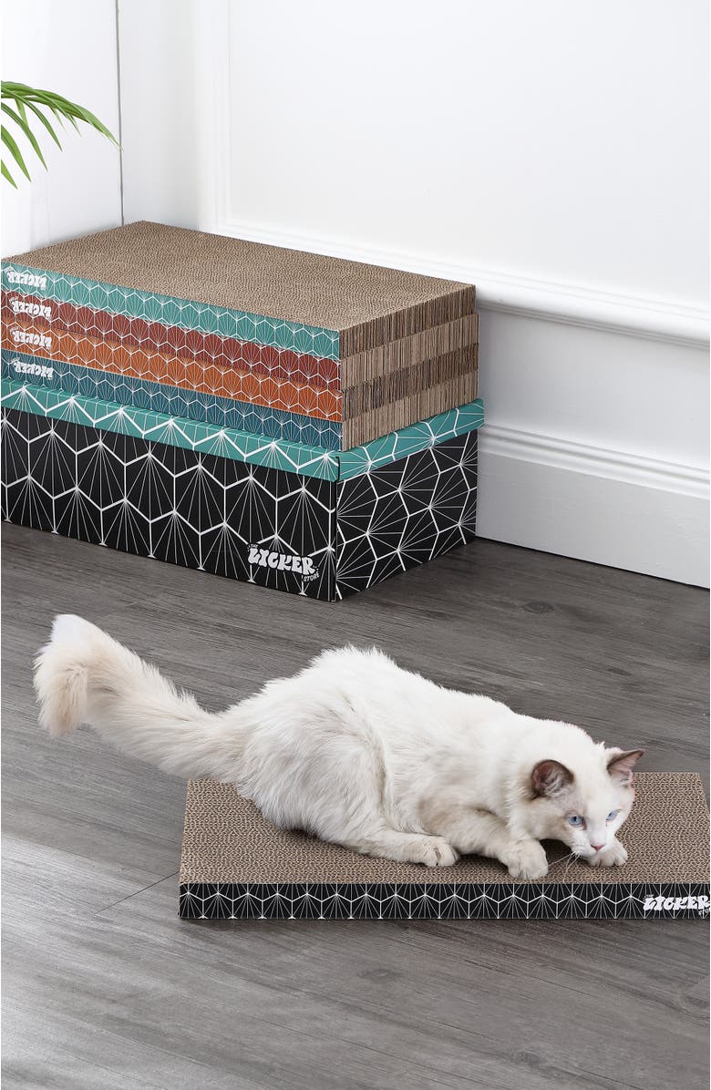 The Licker Store Naomi Modern Cardboard Reversible Cat Scratcher Pad in Box with Catnip, Alternate, color, 