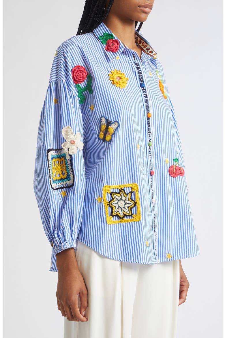 Magic of the Mercado Stripe Balloon Sleeve Cotton Button-Up Shirt, Alternate, color, MAGIC OF THE MERCADO