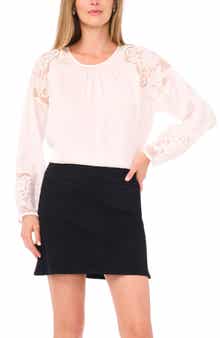 Vince Camuto Floral Embroidery Detail Top