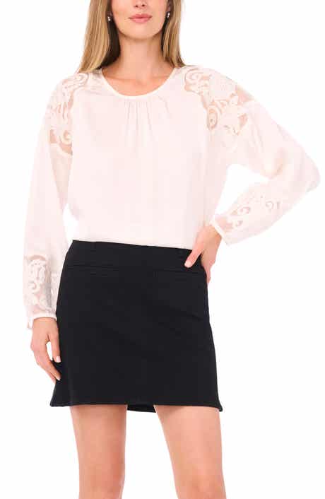 Vince Camuto Floral Embroidery Detail Top