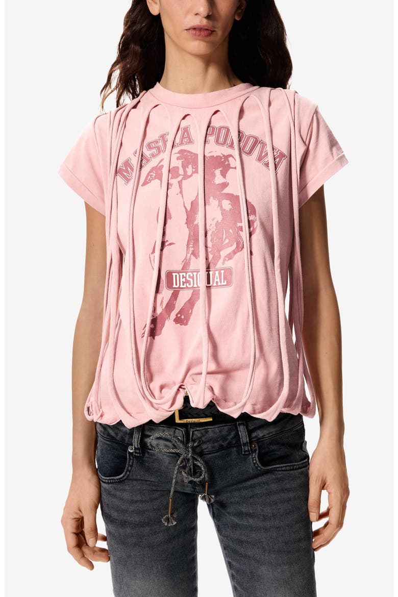 Slit Overlay T-Shirt, Alternate, color, LIGHT PINK