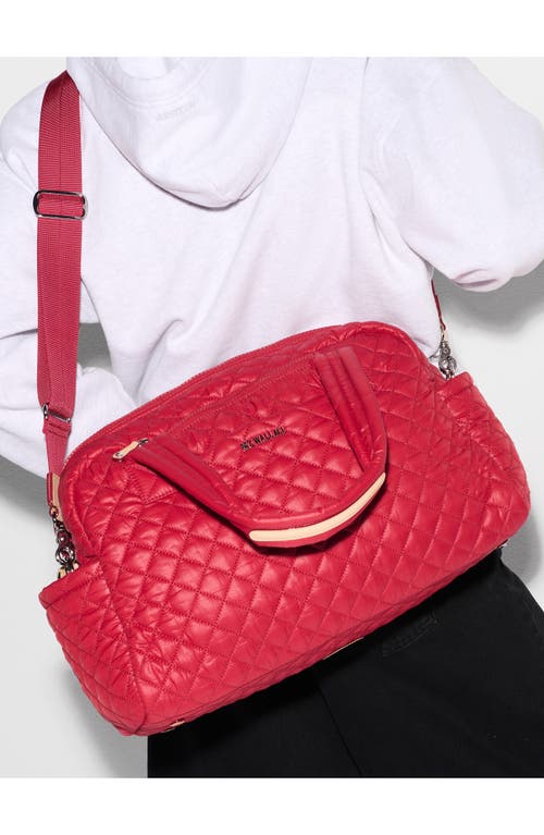 Mz Wallace Jimmy Deluxe Quilted Nylon Duffle Bag In Red