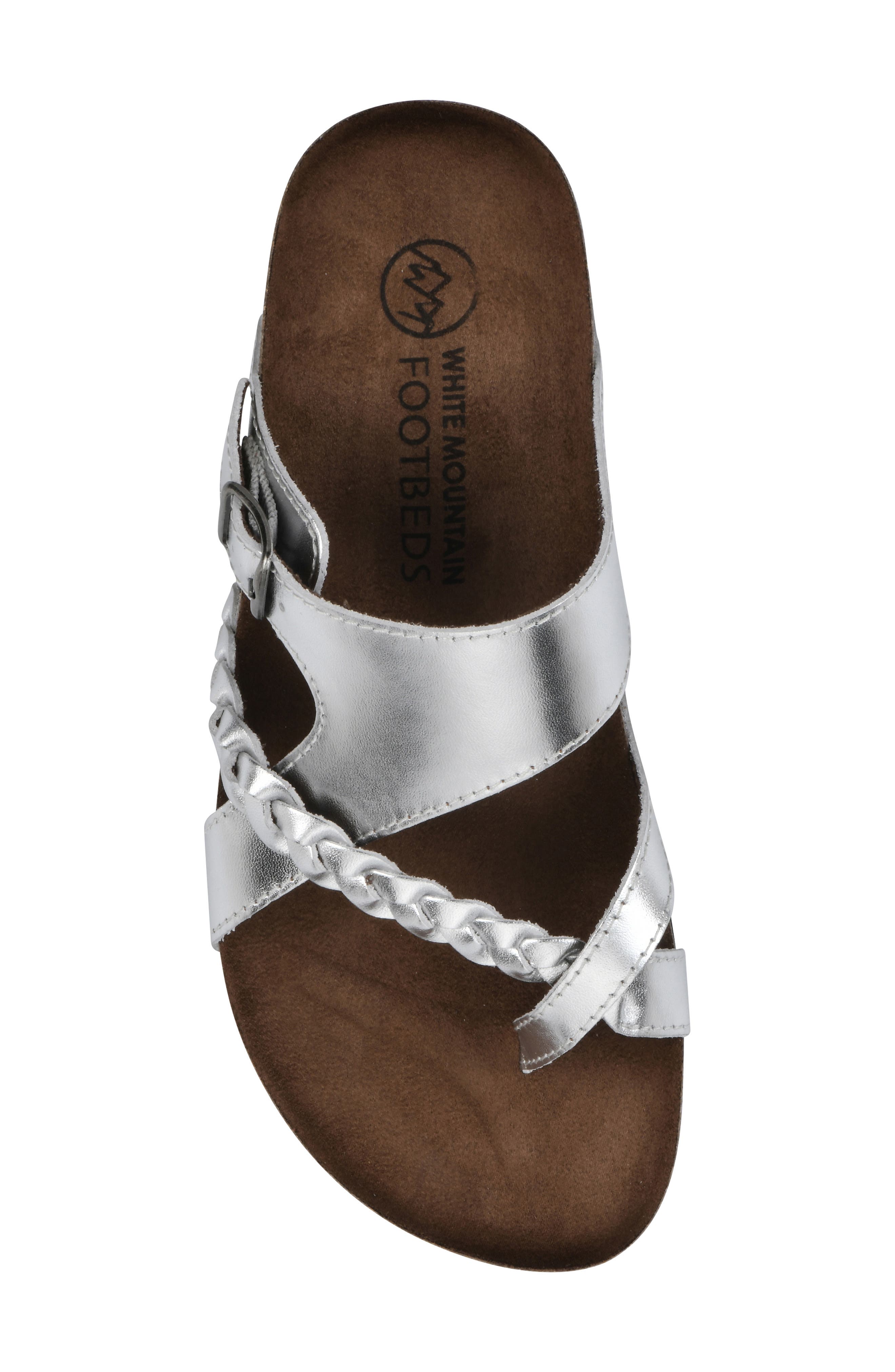 White Mountain Footwear Braided Strappy Slide Sandal, Alternate, color, Silver