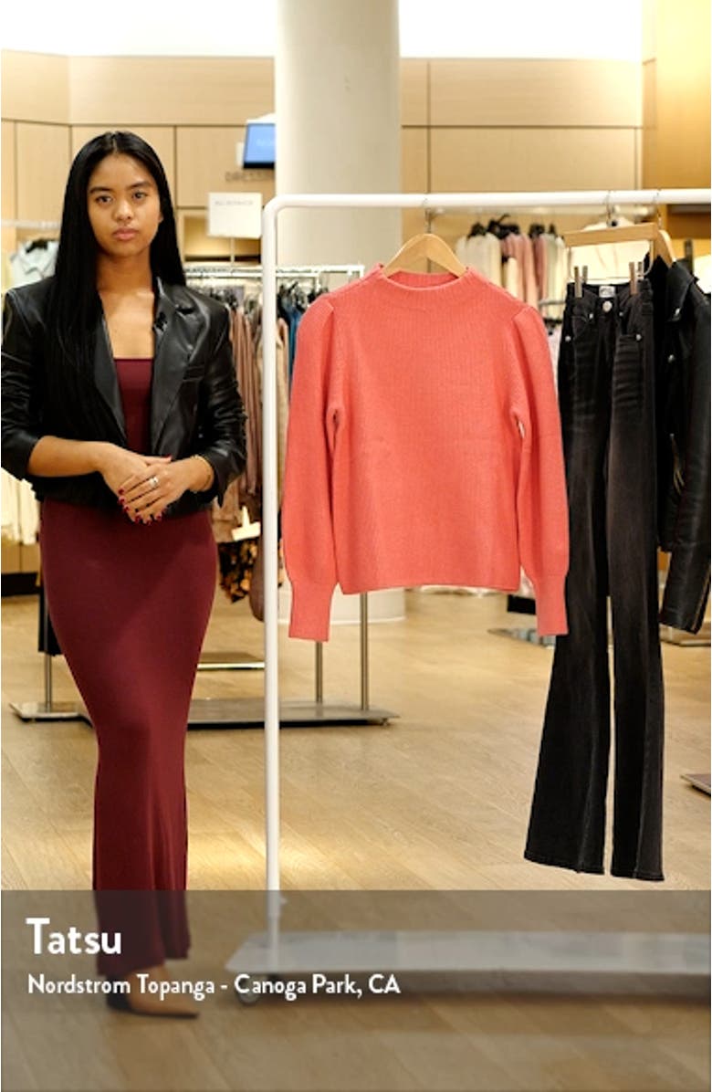 Puff Shoulder Waffle Stitch Sweater, sales video thumbnail
