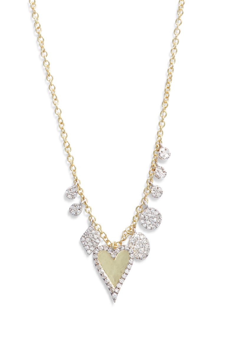 Meira T Heart Charm Necklace, Main, color, Yellow