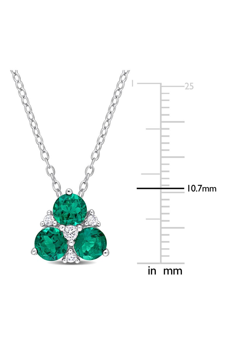 Lab Created Emerald & Lab Created White Sapphire Pendant Necklace, Alternate, color, GREEN