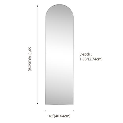 Shop Jonathan Y Adrian Large Arched Metal Framed Floor Full-length Mirror In Nickel