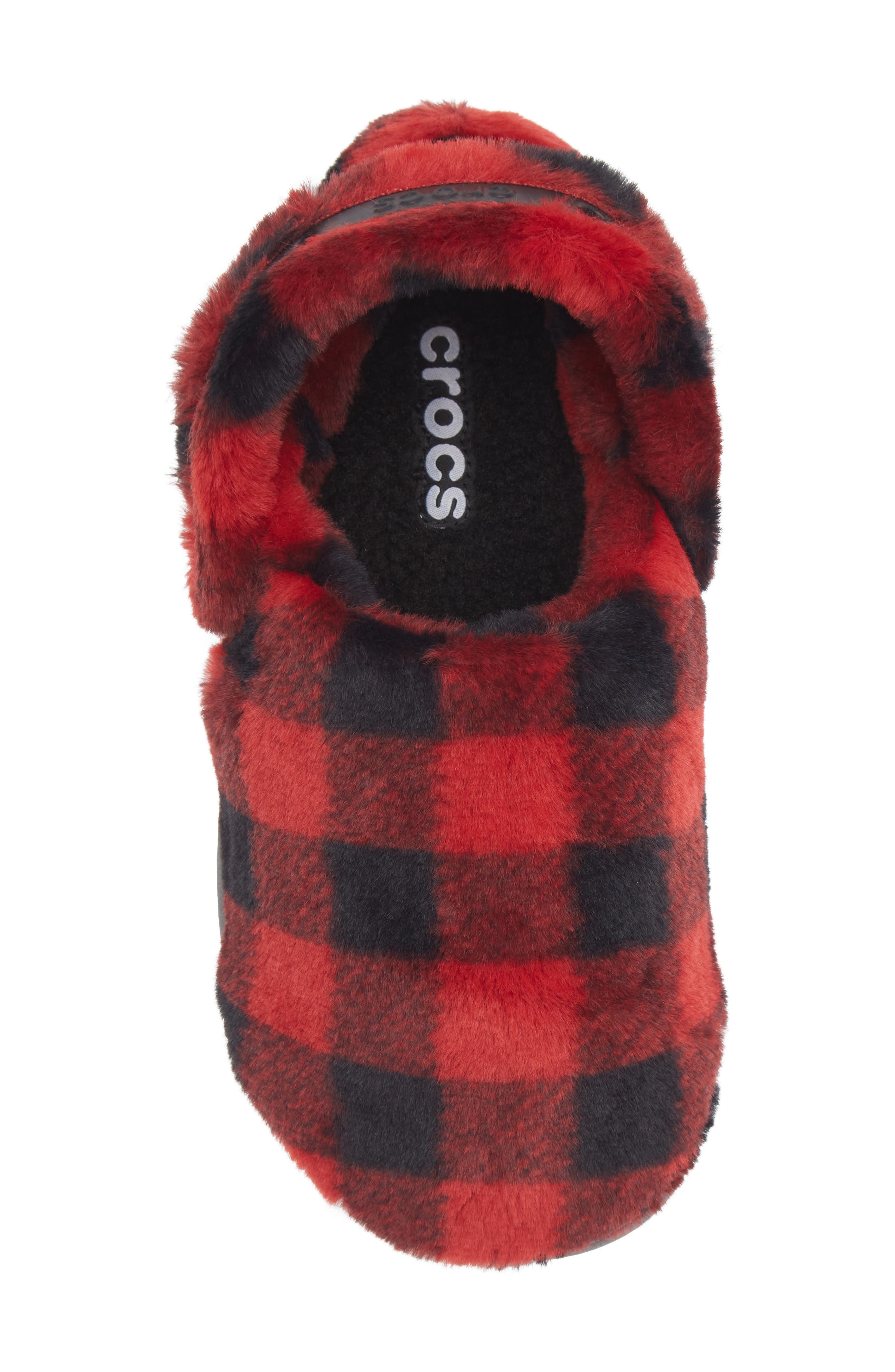 Classic Unfurgettable Buffalo Check Fleece Clog, Alternate, color, BLACK/RED