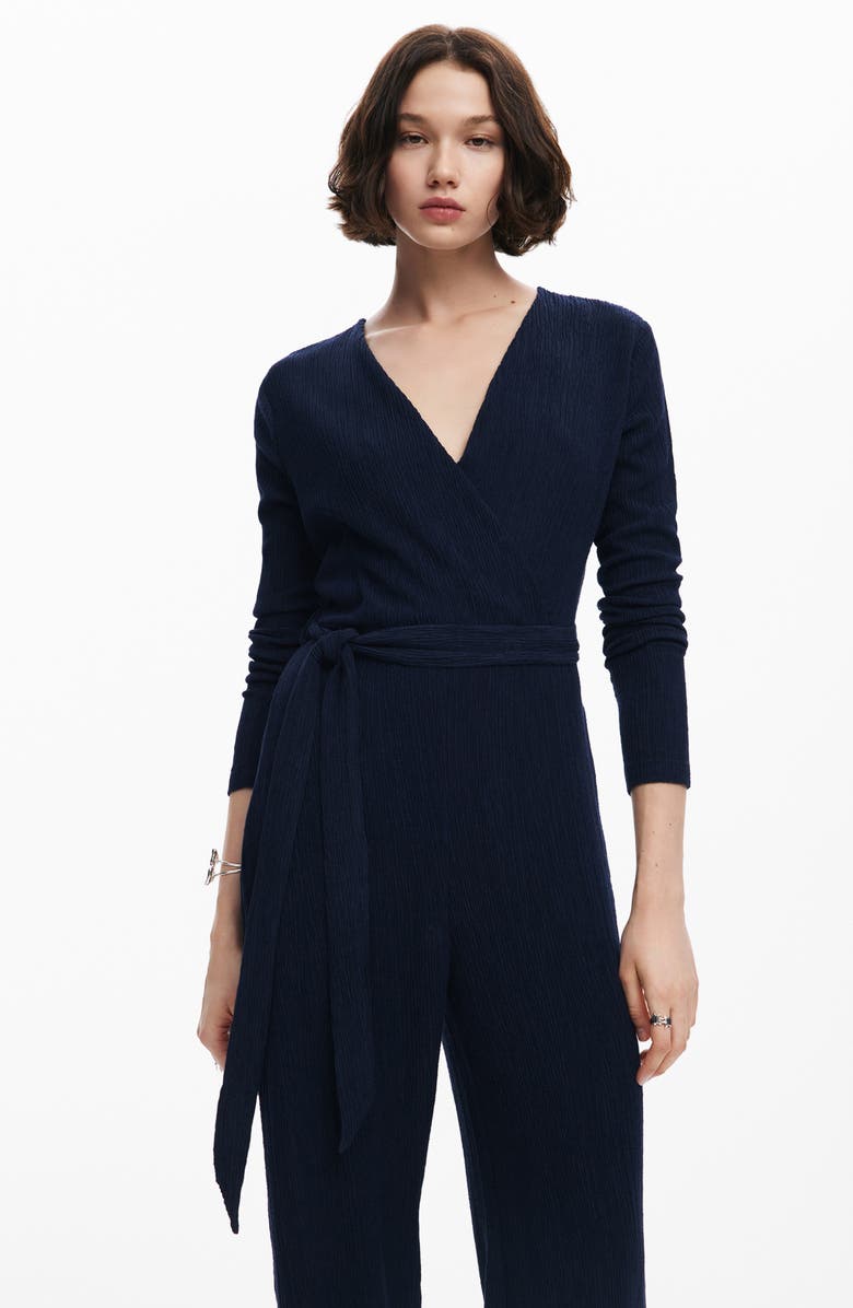 Desigual Leeds Textured Long Sleeve Jumpsuit, Alternate, color,