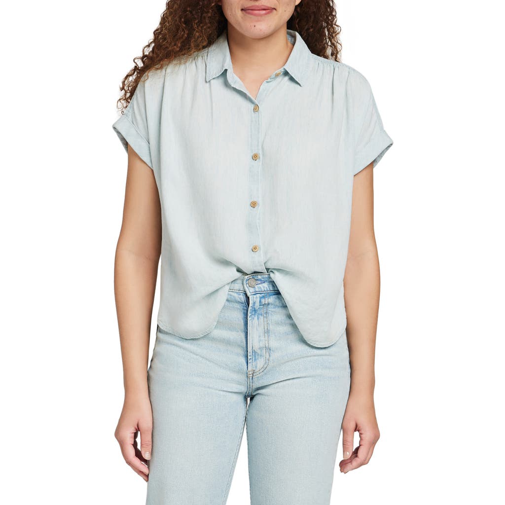 Faherty Breeze Short Sleeve Shirt In Icy Blue