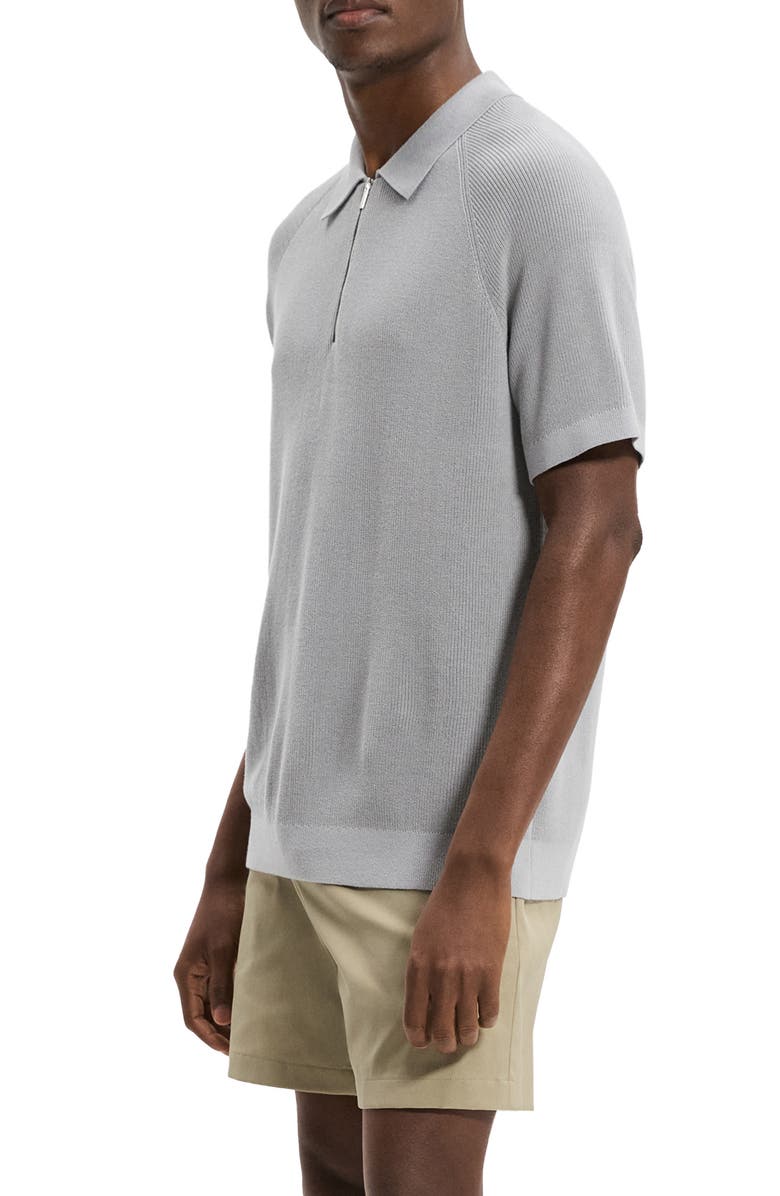 Theory Tactile Cotton Quarter Zip Polo, Alternate, color, New Dark Vapor